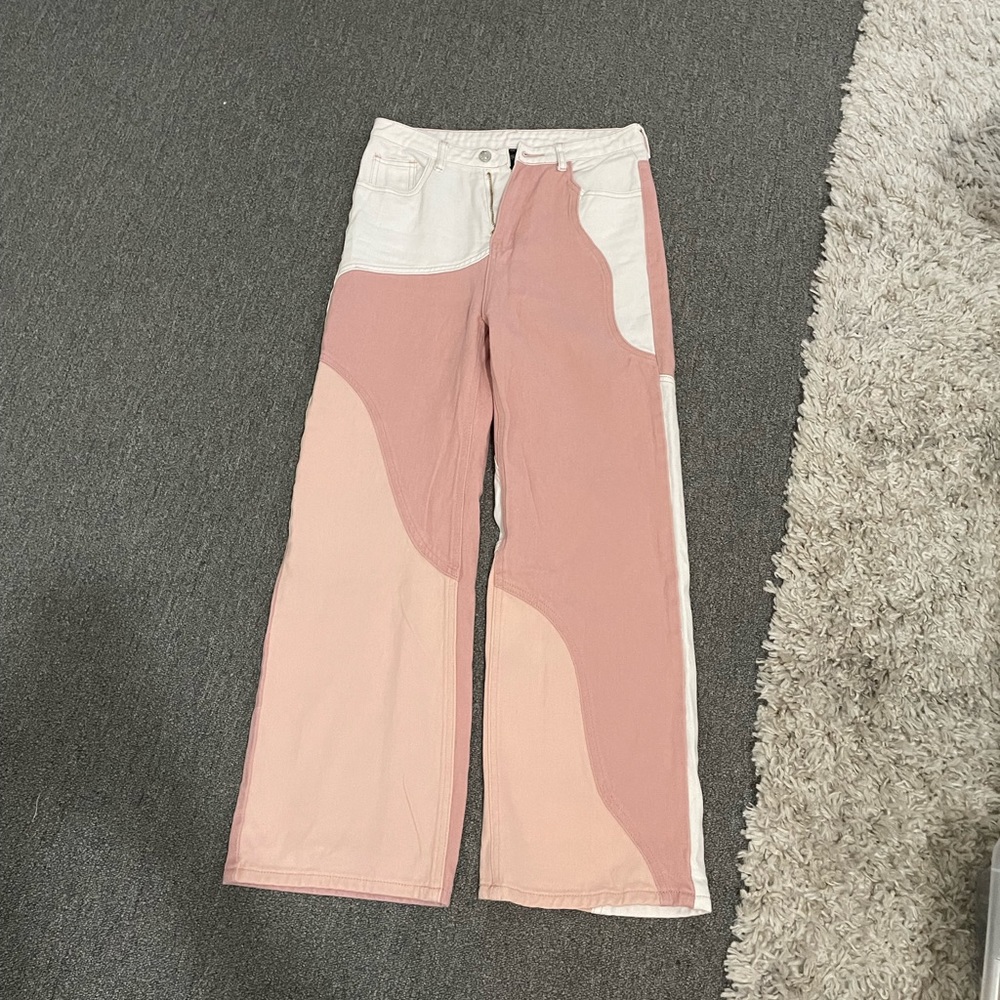 Wide leg patchwork pants